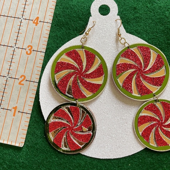 Christmas Candy Premium Paper Artist Made Earrings by Brandi c. - Picture 3 of 6